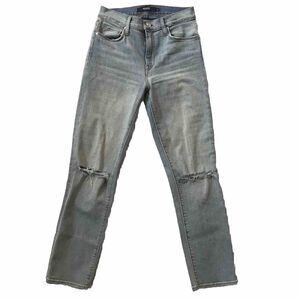 Hudson Jeans Barbara Straight High Rise Crop Distressed Jean Size 26 Light Wash